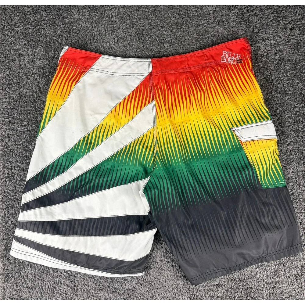 Billabong Andy Irons Rising Sun Board Shorts Mens 44 Rasta Y2K M127JRIS